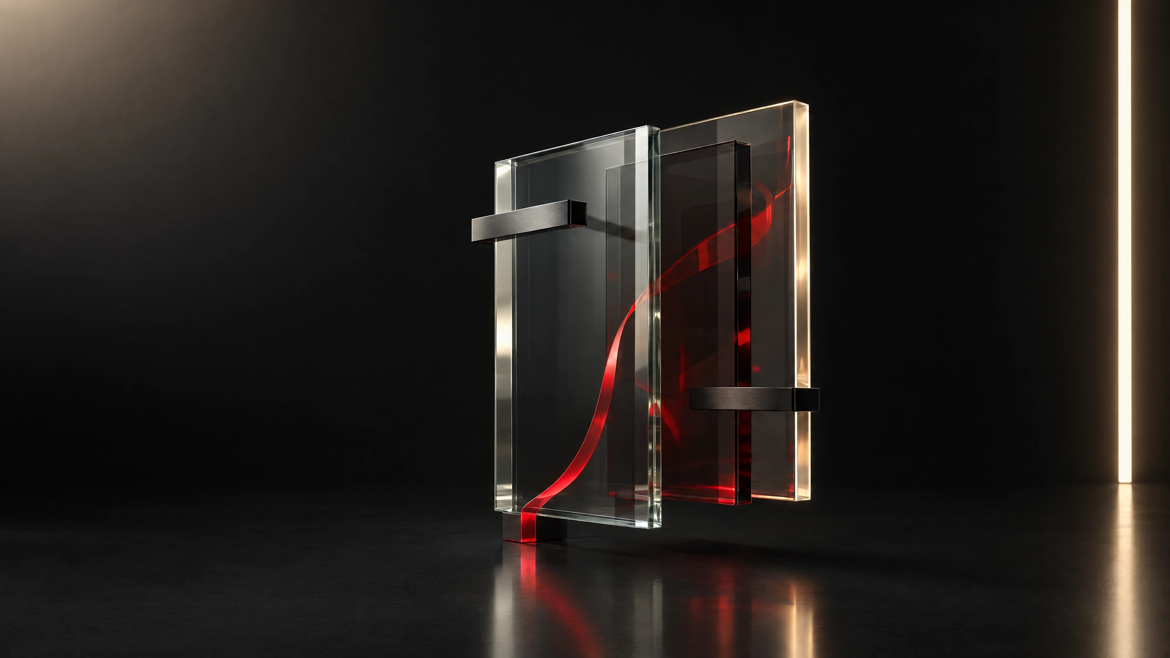 Architectural glass and metal VFS concept sculpture