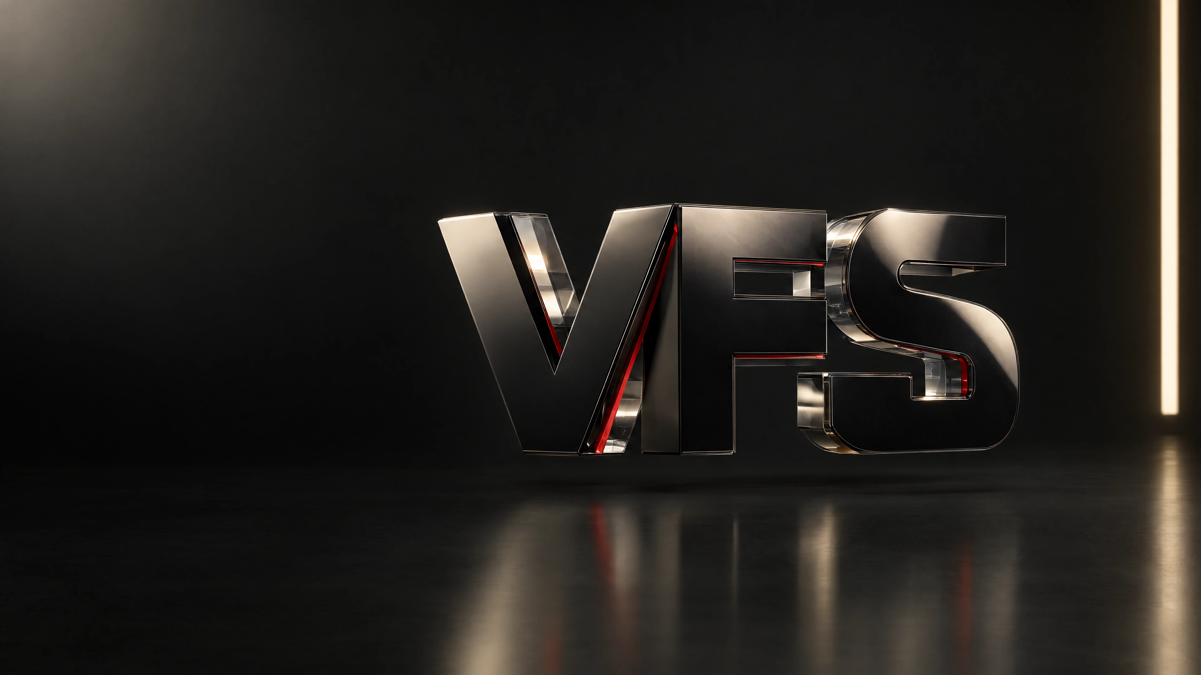 Metal and glass VFS identity render